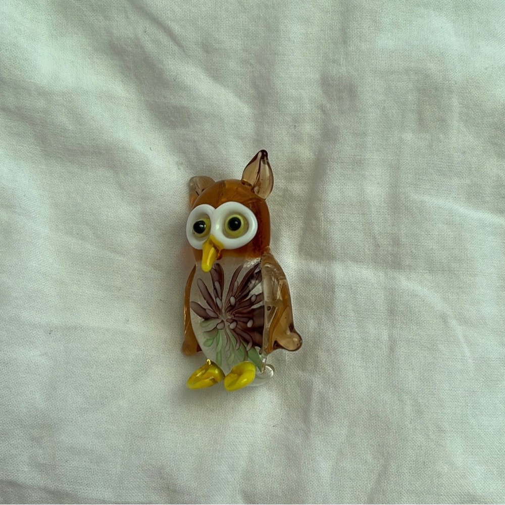 Glow in the dark Murano owl pendant